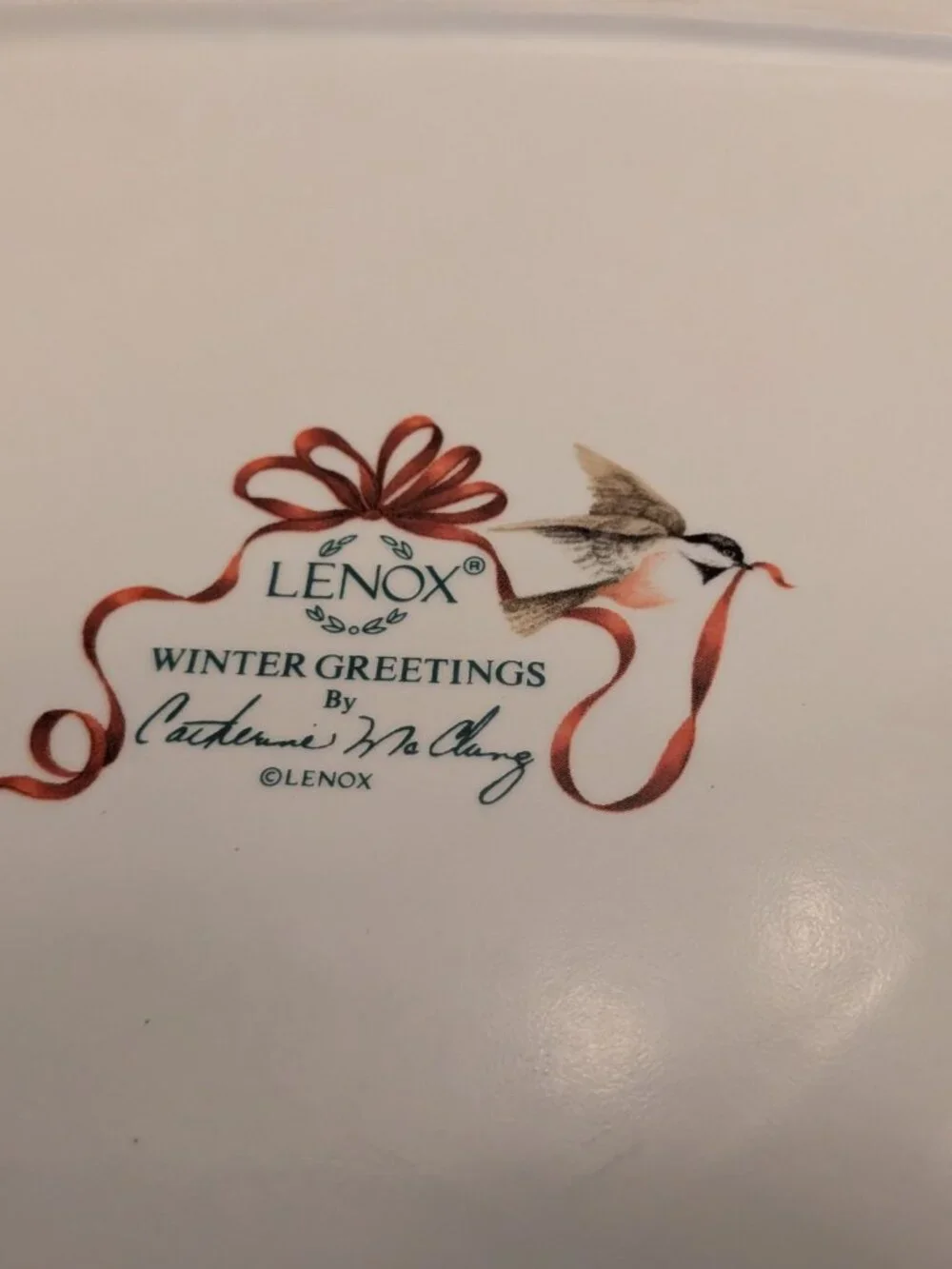 Lenox Winter Greetings Earthware Square Serving Platter Holidays